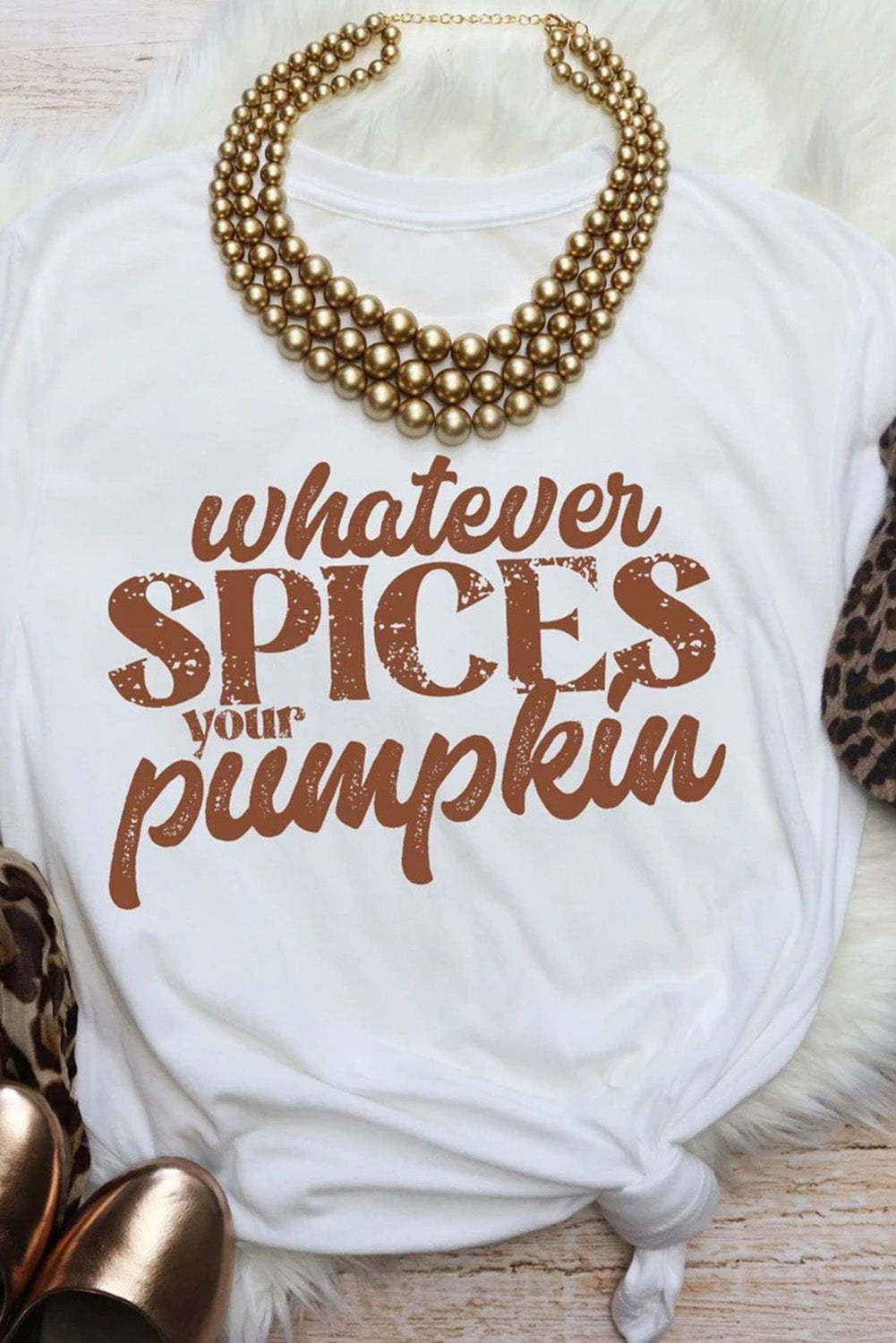 Whatever Spices Your Pumpkin Graphic Tee | White