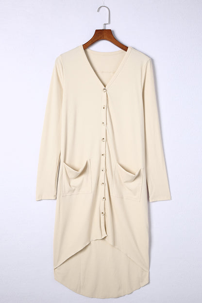 Selected Button Pocketed High Low Cardigan | Apricot