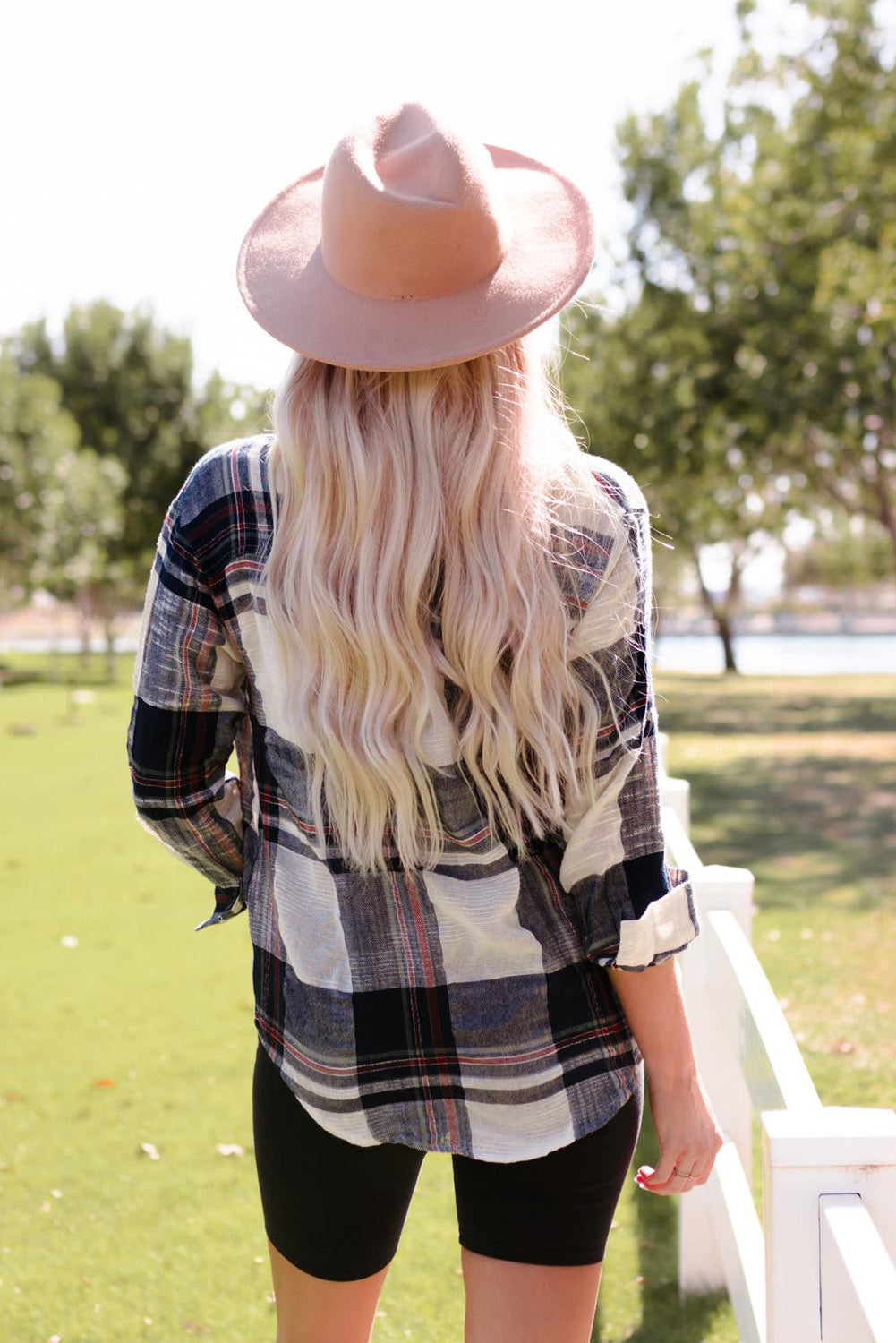 Distressed Raw Edge Plaid Print Shirt | Blue