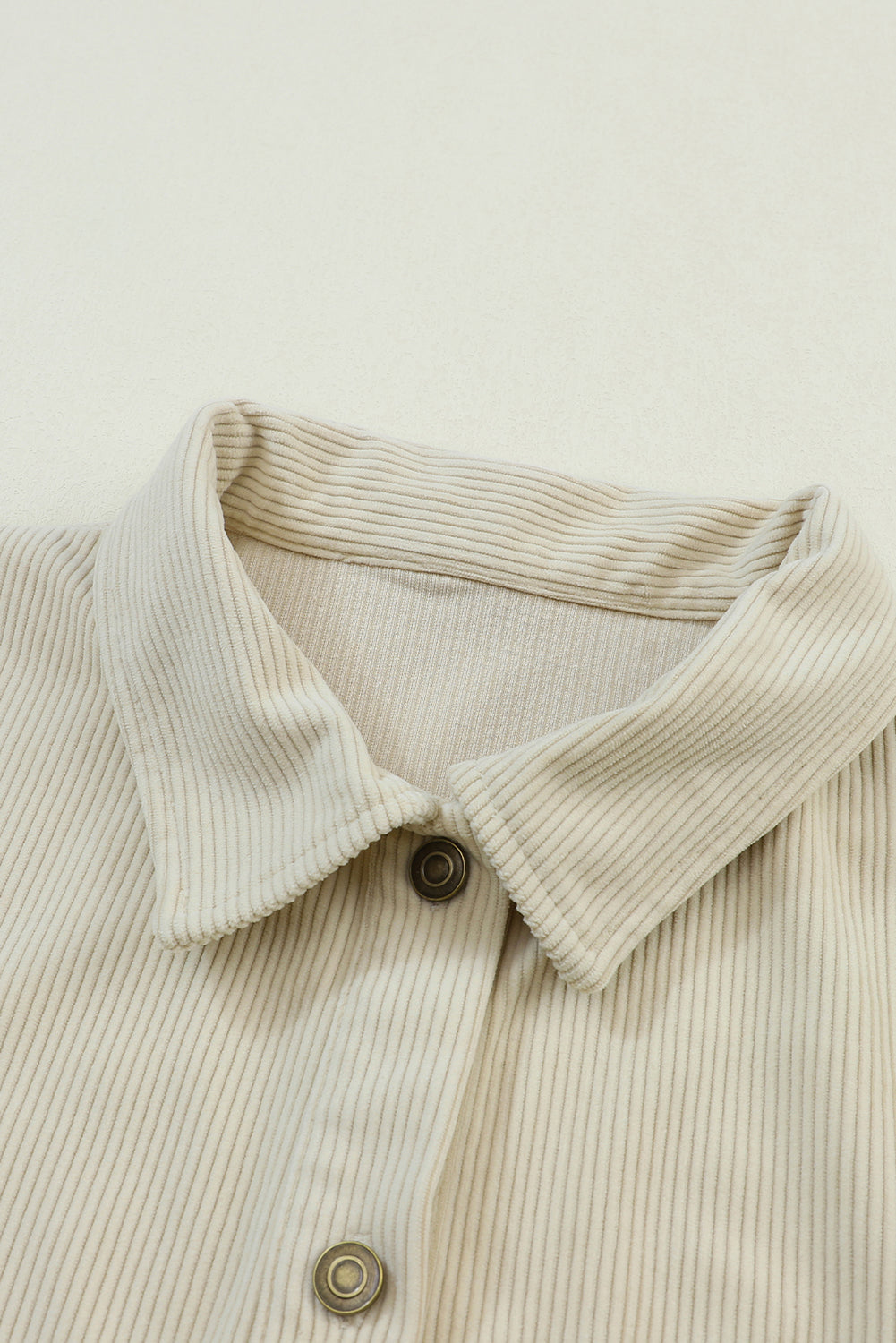 Corduroy Buttoned Front Pocketed Shacket | Beige