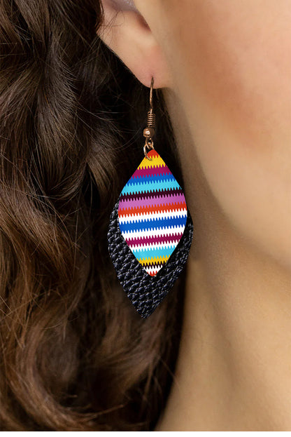 Serape Leaf Shape Leathered Drop Earrings | Multicolour