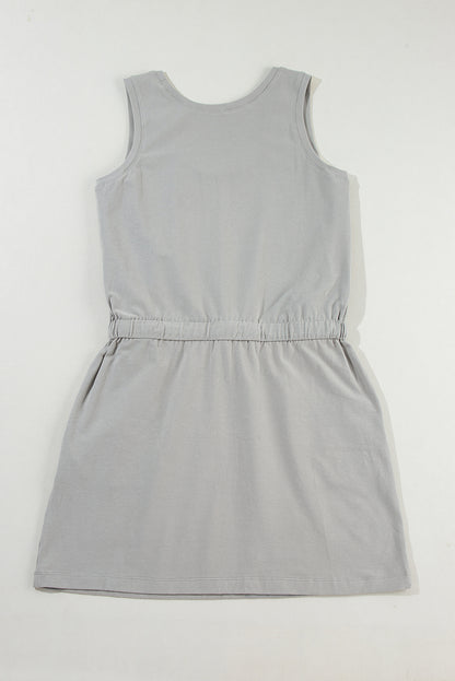 Sleeveless Drawstring Waist Mini Dress | Gray