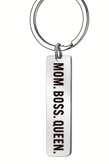 Mom Boss Queen Keyring | White