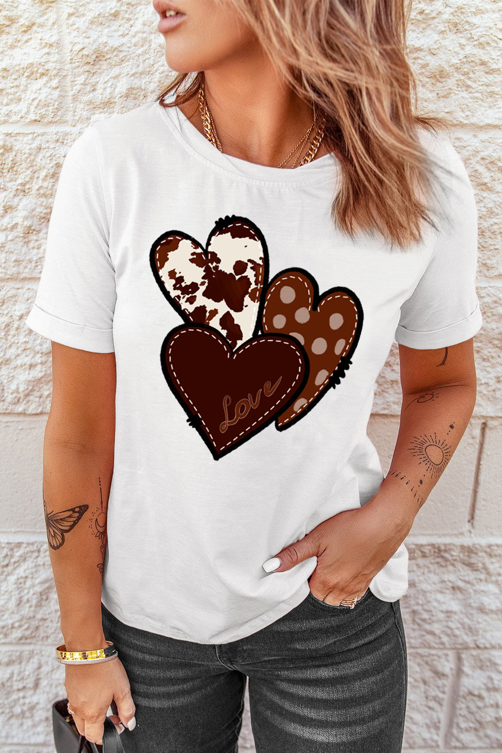 Western Valentines Heart Graphic T-Shirt | White