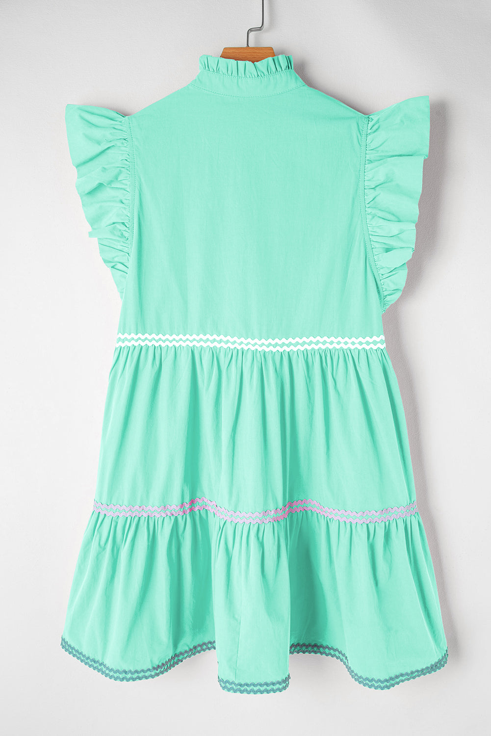 Ric Rac Colourblock Flutter Sleeve V Neck Tiered Dress | Mint Green