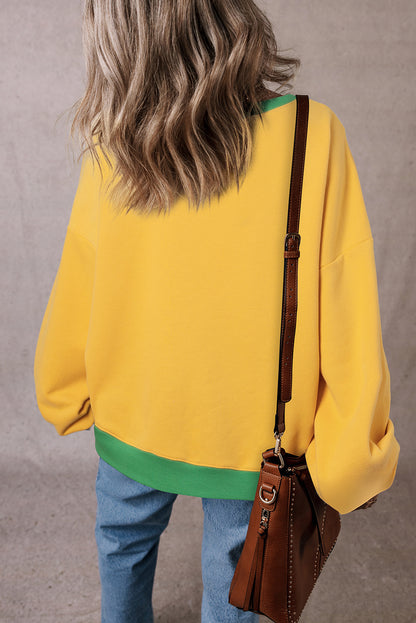 Colour Block Patch Drop Shoulder Oversized Sweatshirt | Ginger