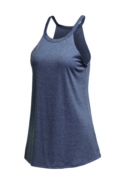 Solid Colour Crew Neck Tank Top | Blue