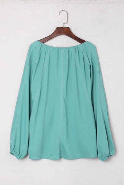 Split V Neck Dolman Top | Green