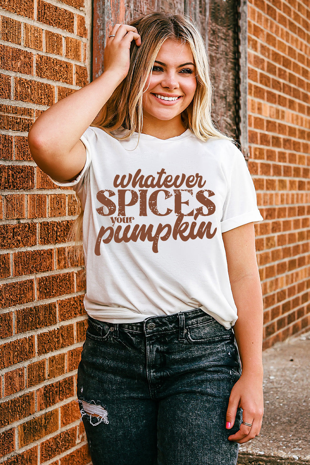 Whatever Spices Your Pumpkin Graphic Tee | White