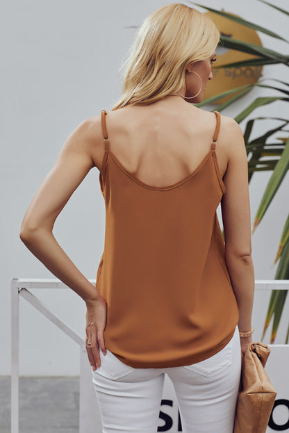 Spaghetti Strap Buttoned Tank Top | Orange