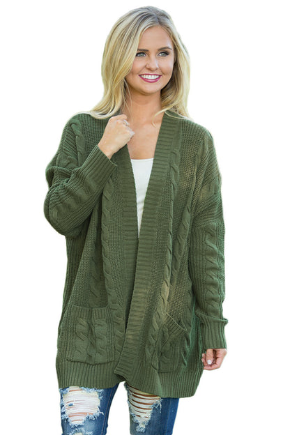 Army Knit Texture Long Cardigan | as shown