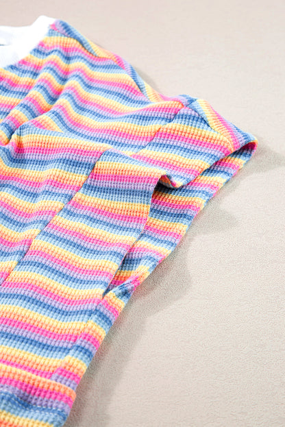 Crew Neck T Shirt Dress | Pink Stripe