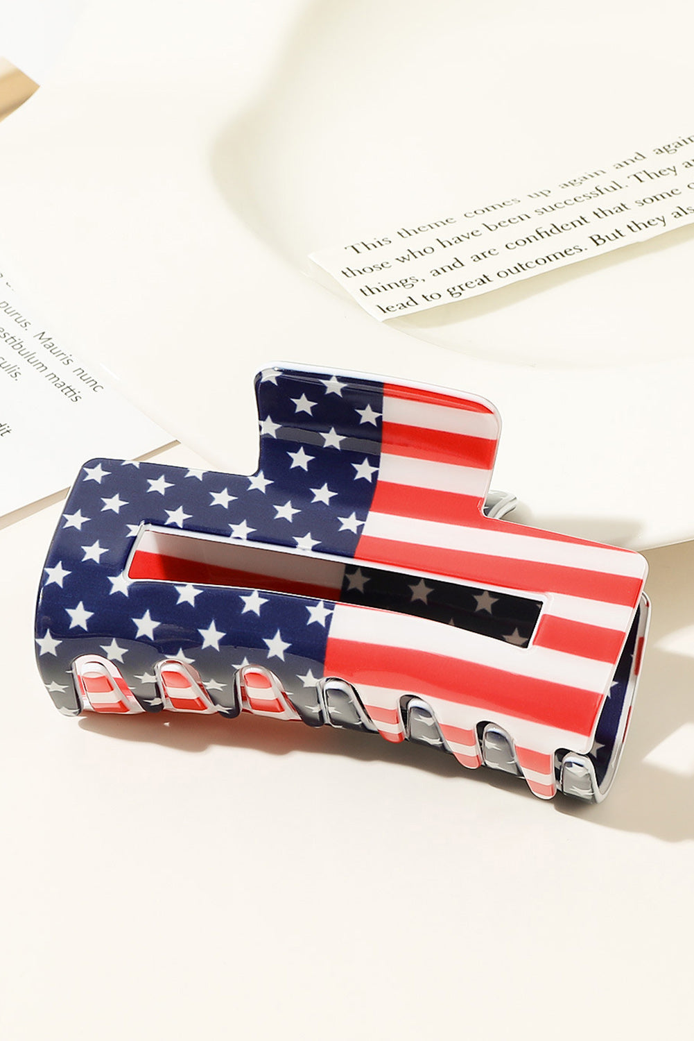 American Flag Print Square Claw Clip | Dark Blue