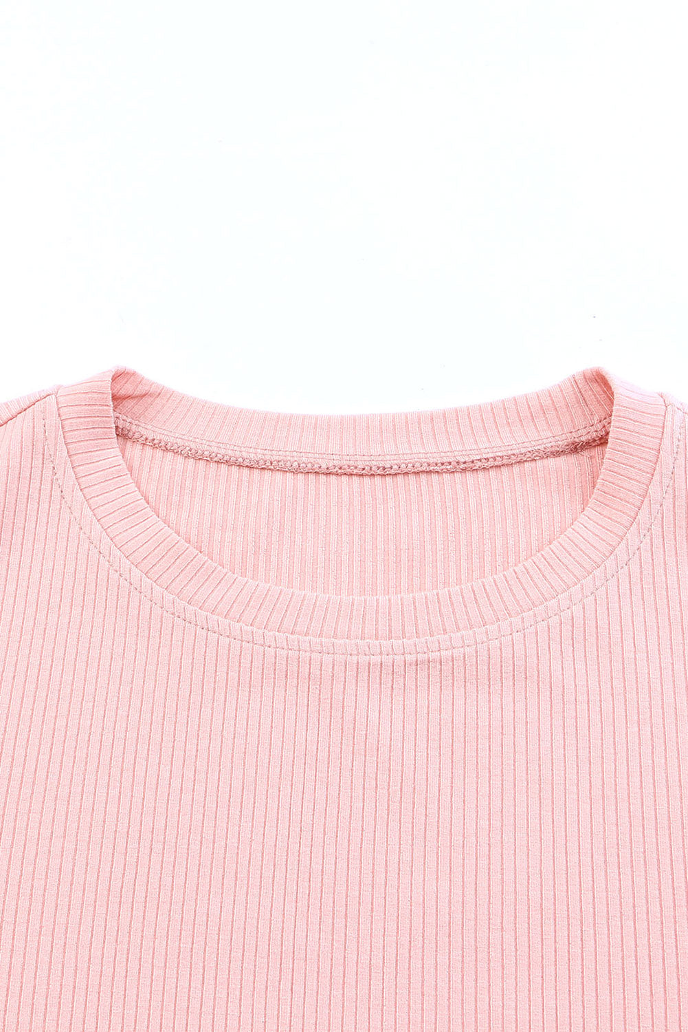 Dotty Mesh Ruffle Sleeve Ribbed Knit Top | Pink