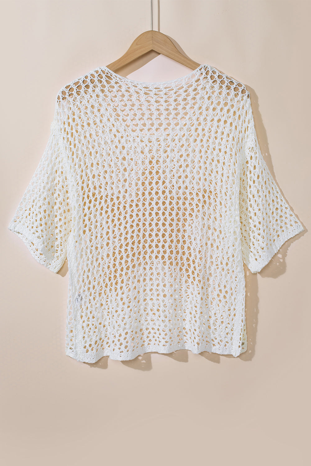 Star Graphic Crochet Knitted Summer Sweater Top | White