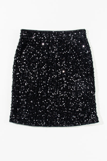 Sequin Bodycon Mini Skirt | Black