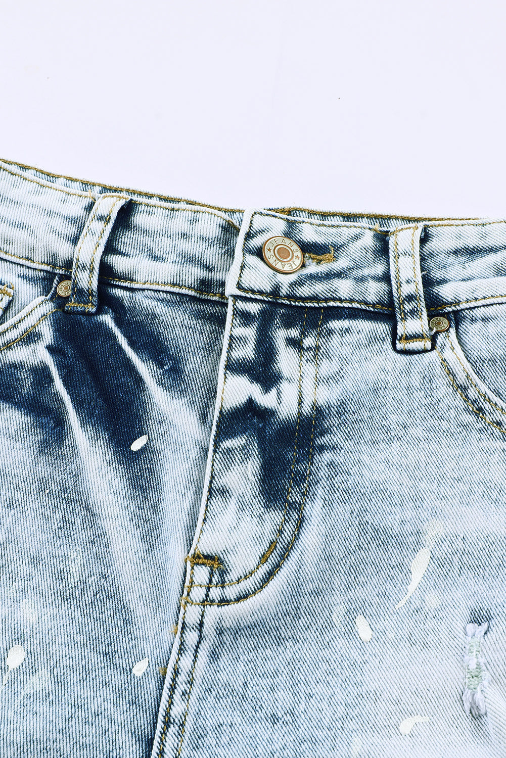 Distressed Bleached Denim Shorts | Sky Blue