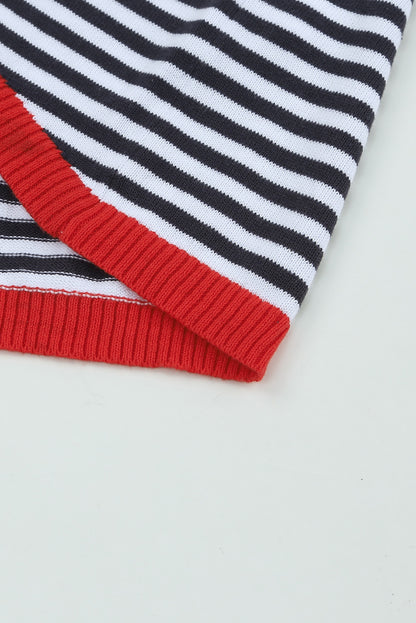 Contrast Trimmed d Drop Shoulder Sweater | Stripe