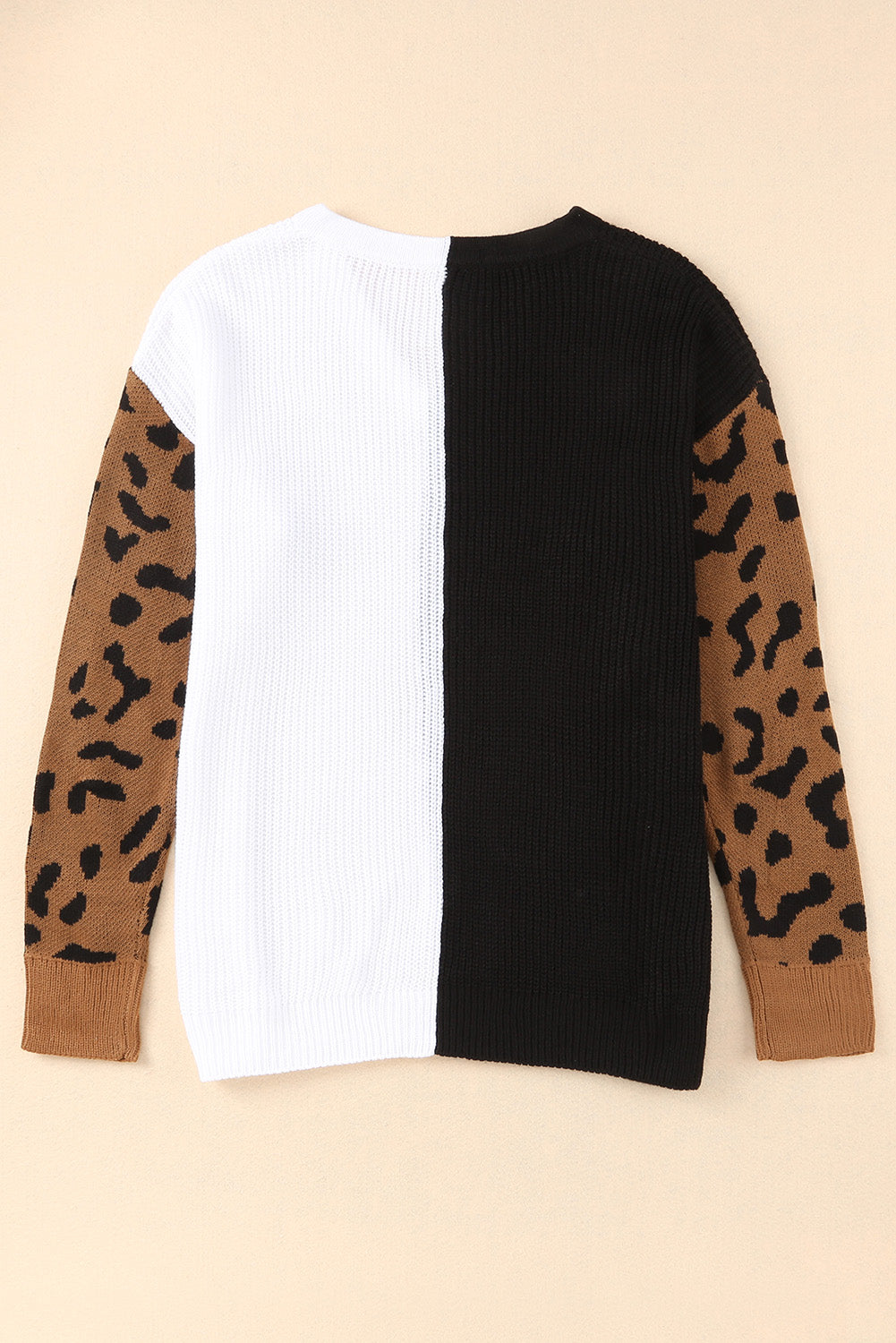 Print Contrast Colour V Neck Sweater | Leopard