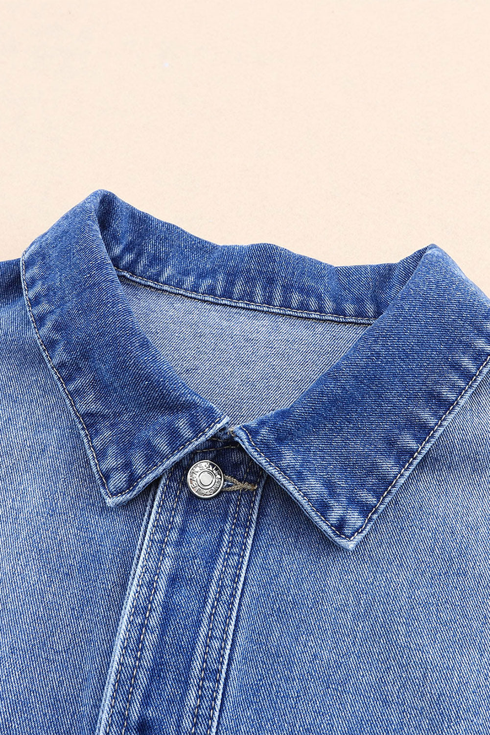 Chest Pockets Drop Shoulder Loose Denim Jacket | Blue