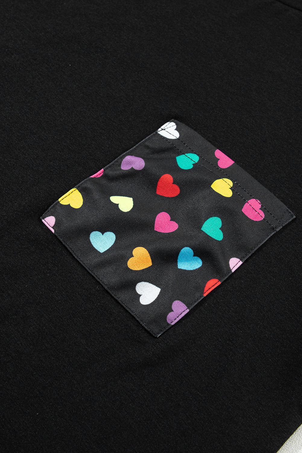 Valentine'S Day Love Hearts Raglan Sleeve Top | Black