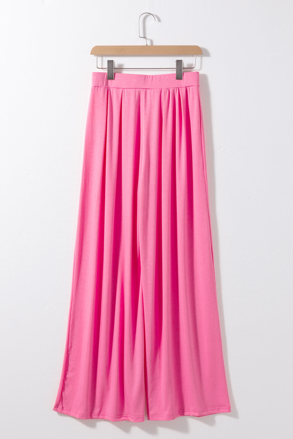 Slim Fit Crop Top And Pleated Wide Leg Pants Set | Strawberry Pink