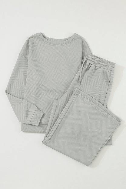 Ultra Loose Textured 2 Piece Slouchy Outfit | Gray