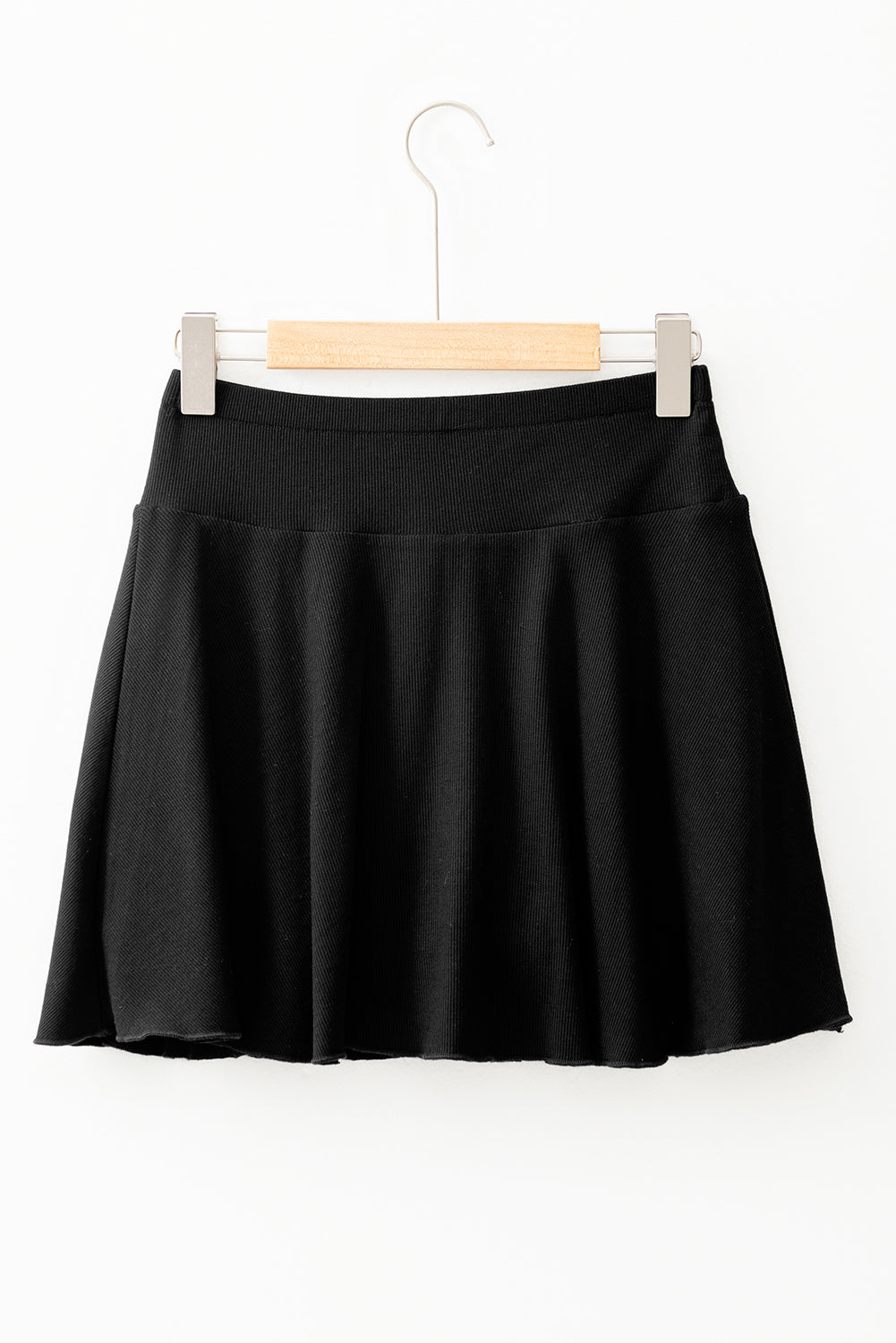 A-Line Draped High Waist Phone Pocket Lined Skort | Black