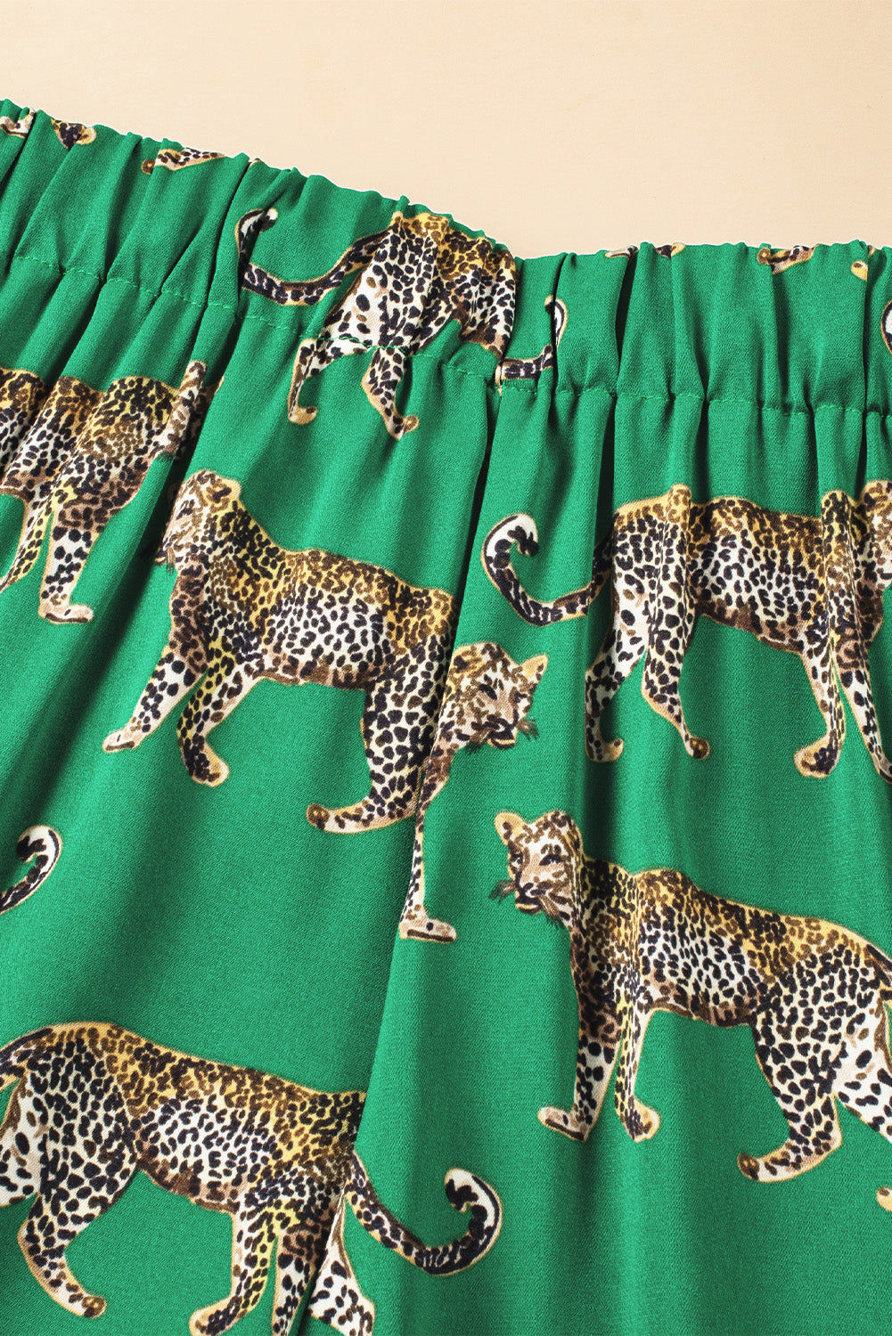 Cheetah Print Short Sleeve Shirt And Pants Pajama Set | Green