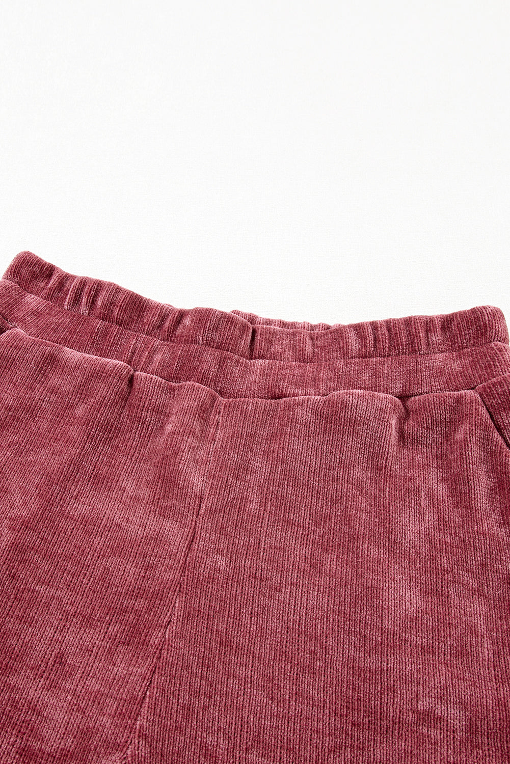 Mineral Wash Corduroy Short Sleeve And Crop Pants Set | Rose Pink