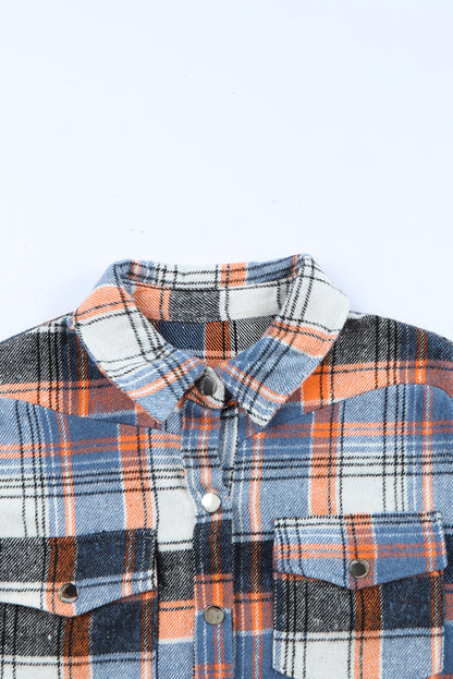 Plaid Button Down Ruffled Shirt Jacket | Multicolour