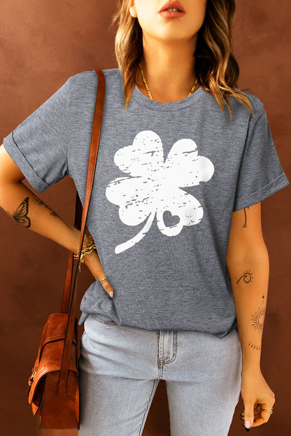 St Patrick Shamrock Graphic Print Tee | Gray