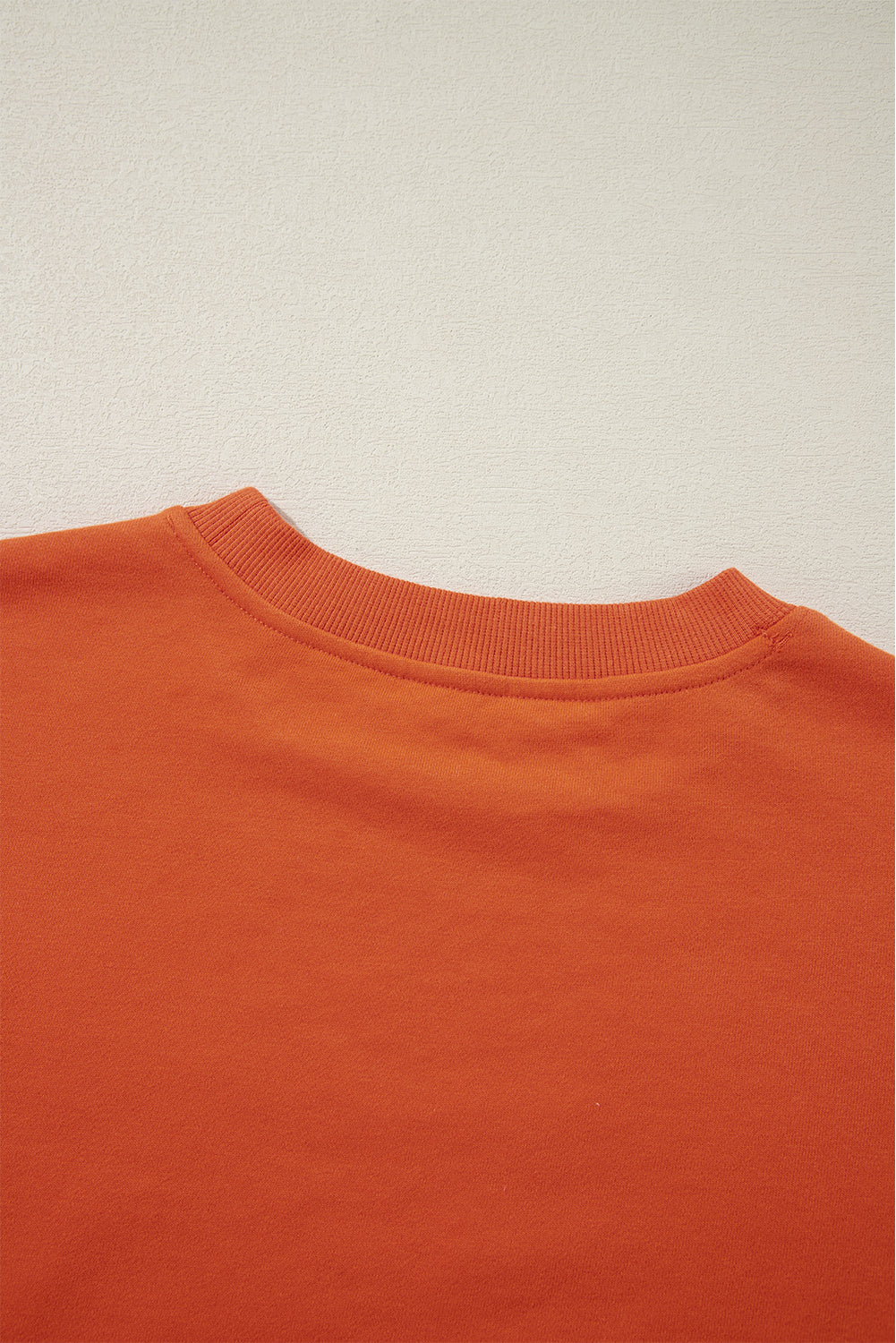 Plain Drop Shoulder Crewneck Pullover Sweatshirt | Orange