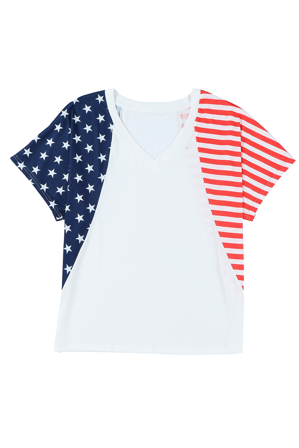 The Us Stars And Stripes V Neck Tee | White