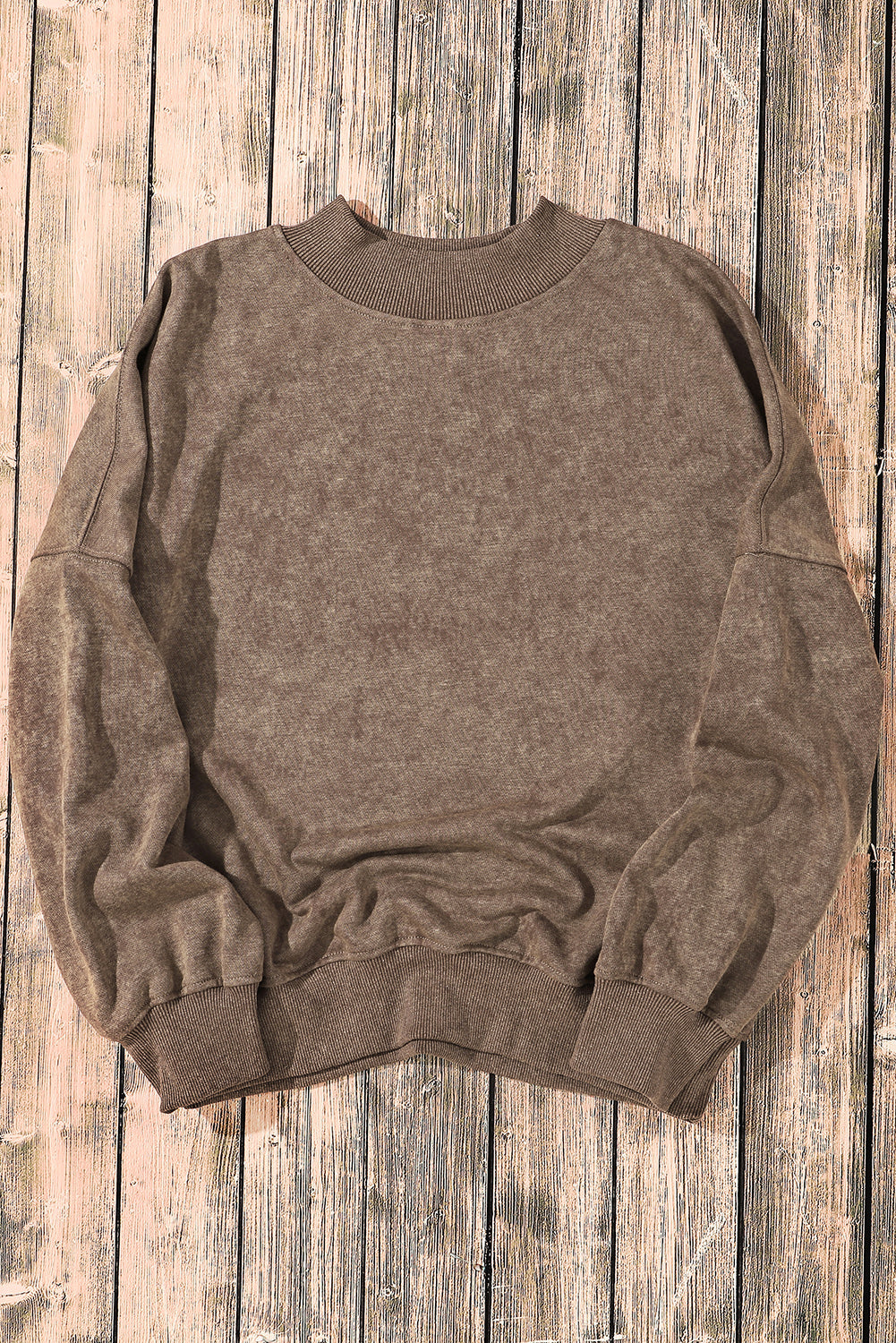 Drop Shoulder Crew Neck Pullover Sweatshirt | Brown