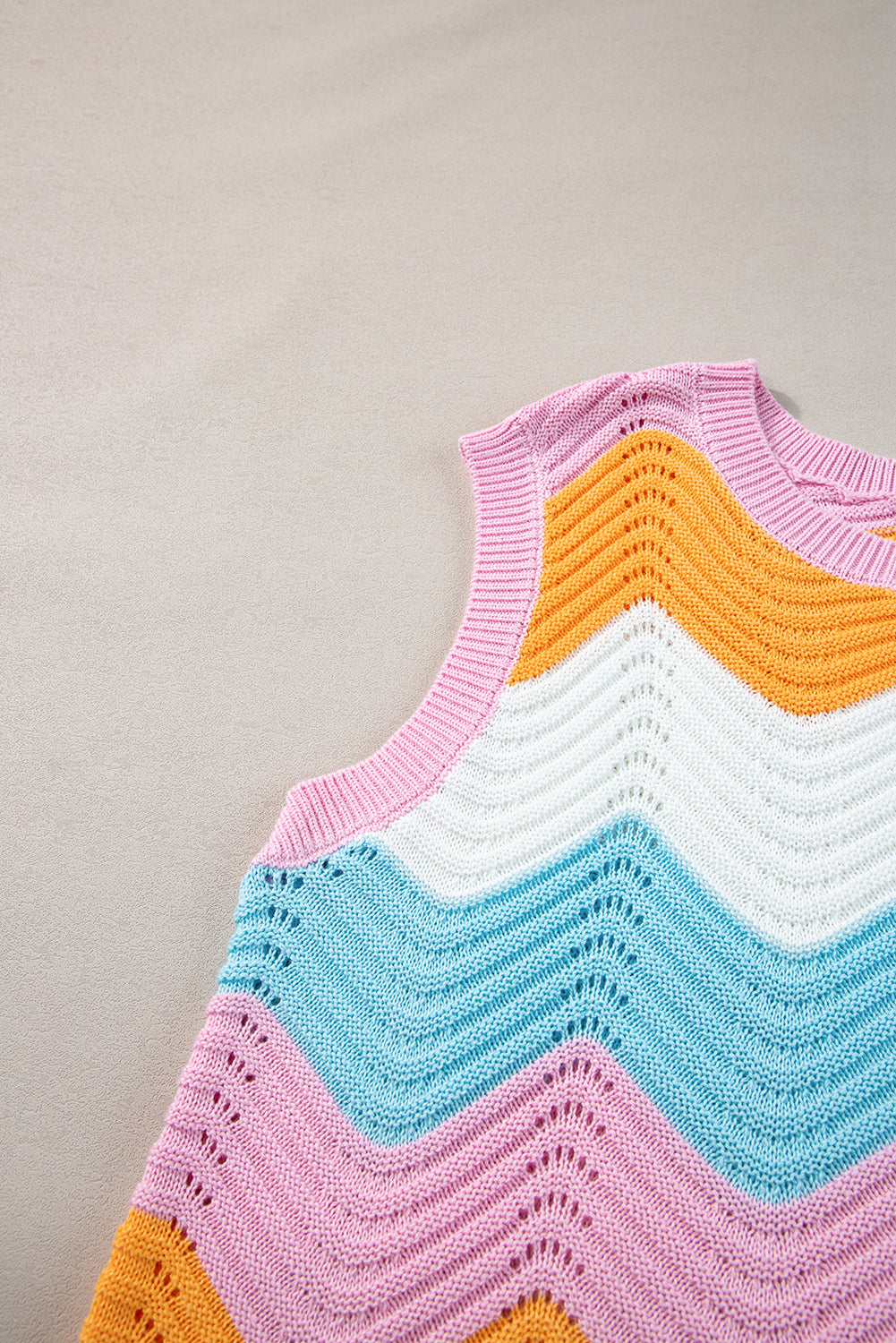 Striped Colourblock Scalloped Hem Knitted Vest | Multicolour