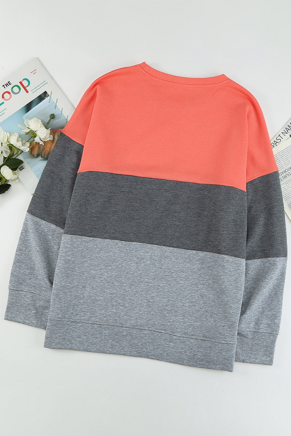 Crew Neck Colourblock Plus Size Sweatshirt | Gray