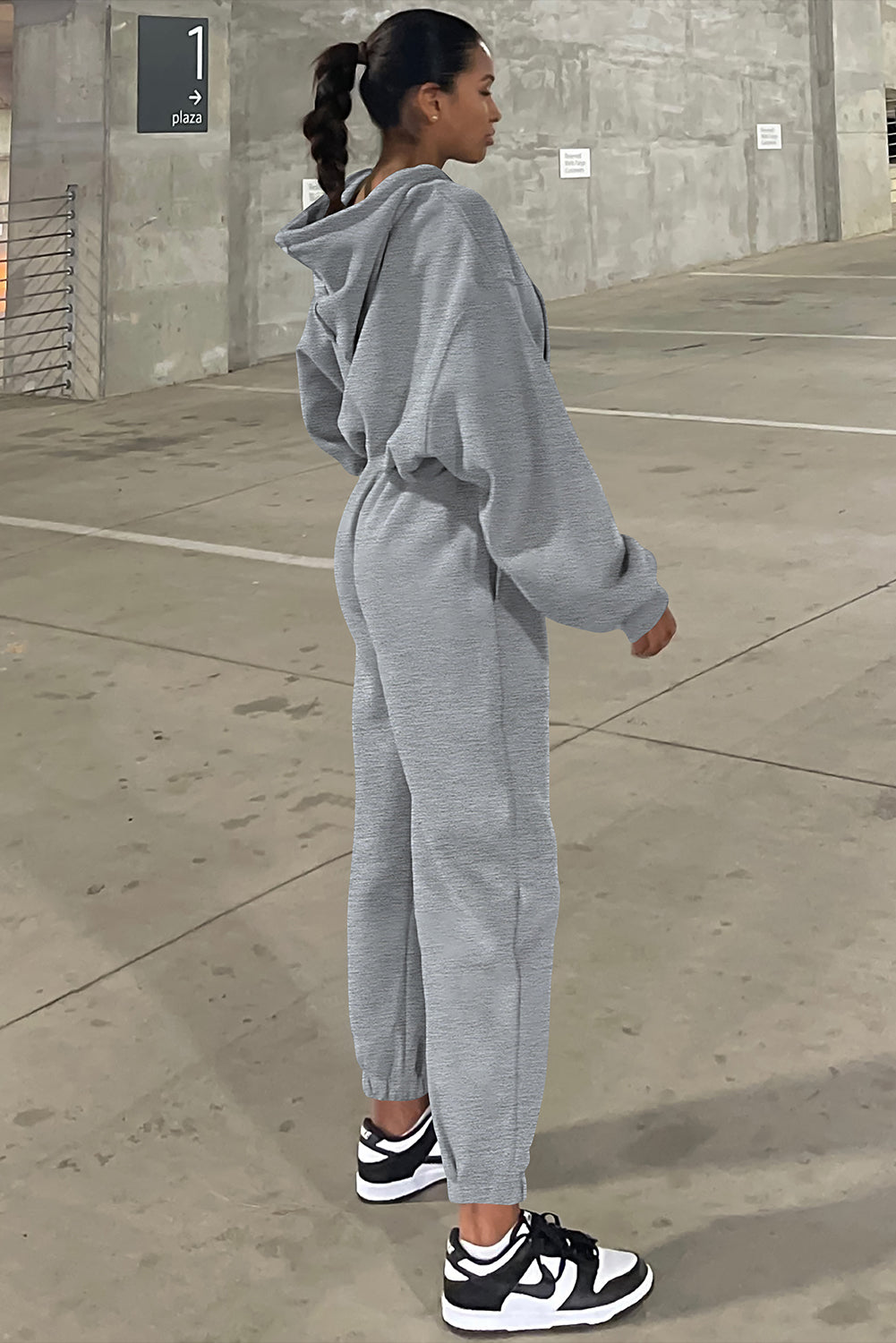 Solid Drop Shoulder Hoodie And Joggers Activewear Set | Gray