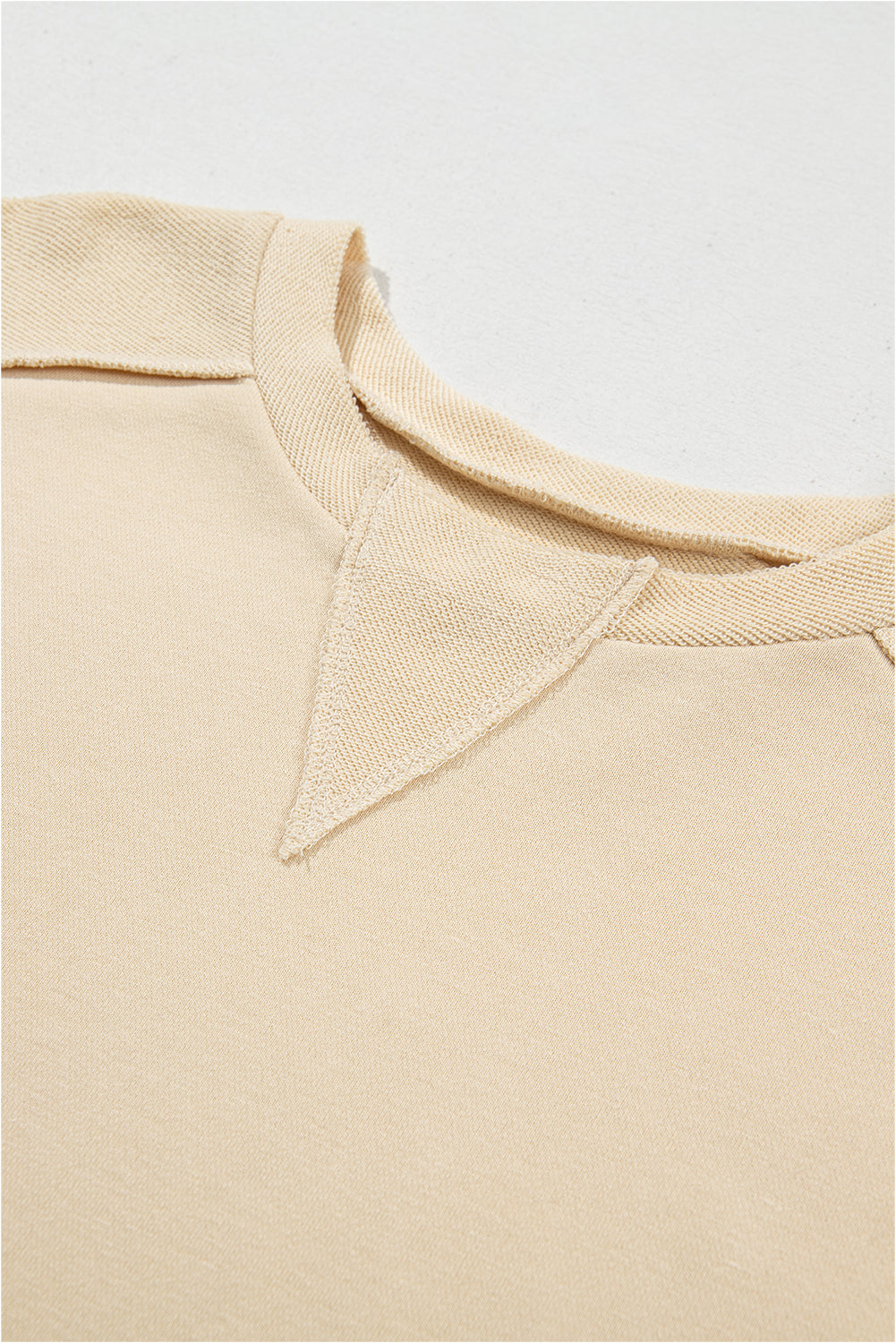 Splicing Round Neck Pullover Sweatshirt | Beige