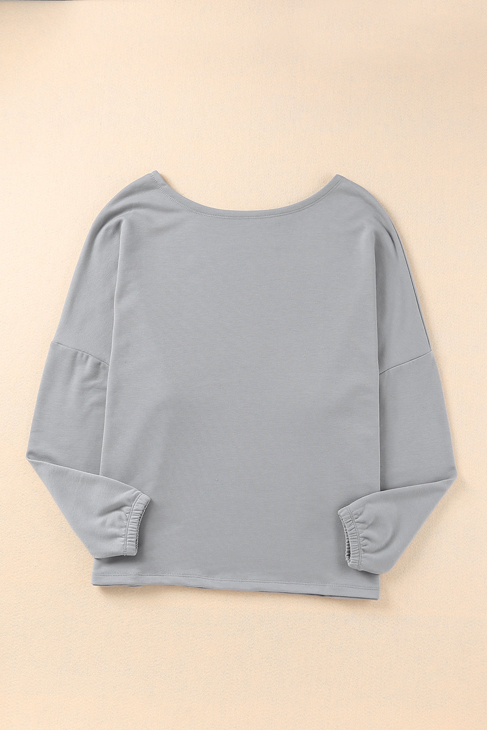 Loose Fit Wide Neck Batwing Sleeves Top | Gray