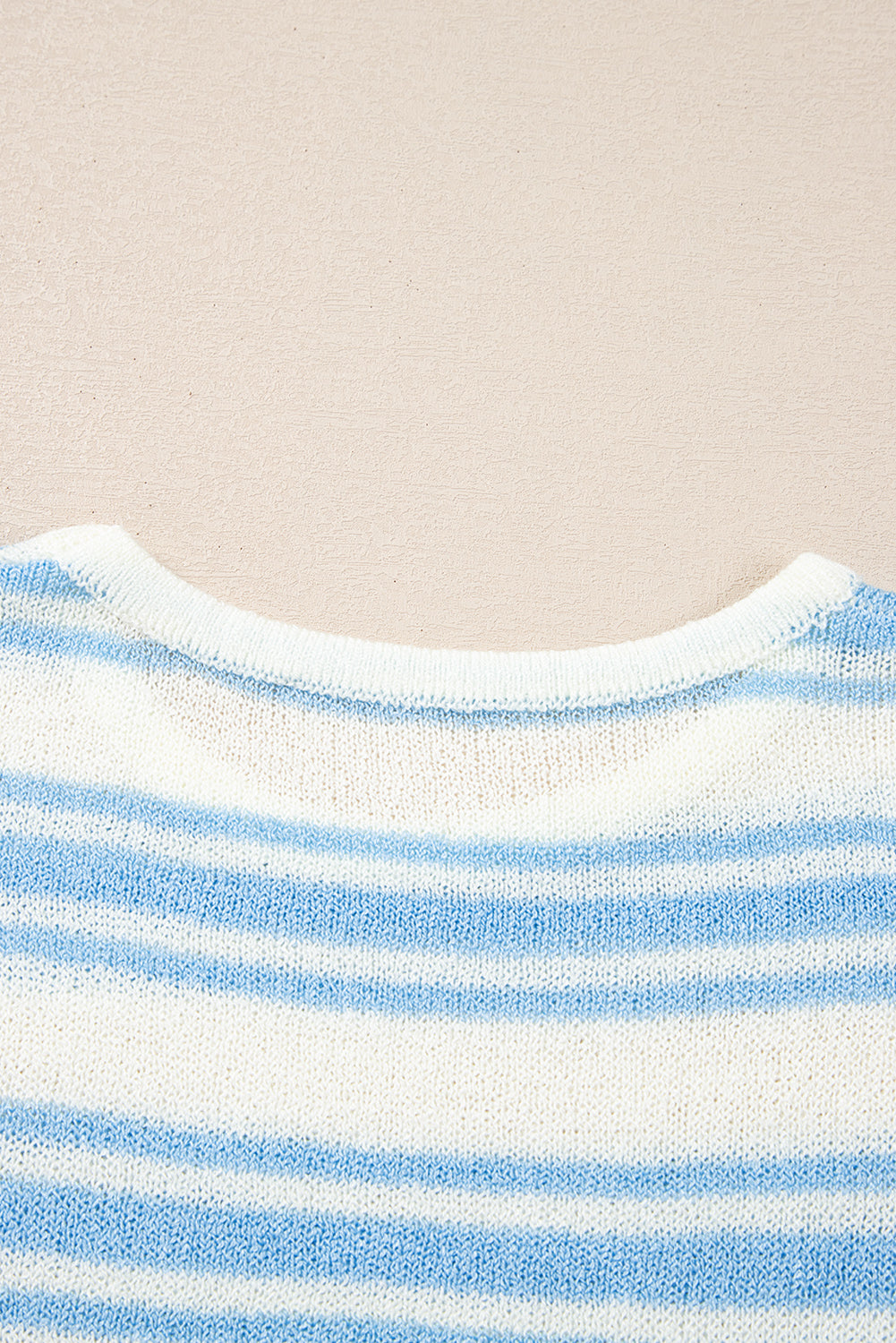 Boxy Fit Wide Sleeve Sweater T Shirt | Sky Blue Stripe