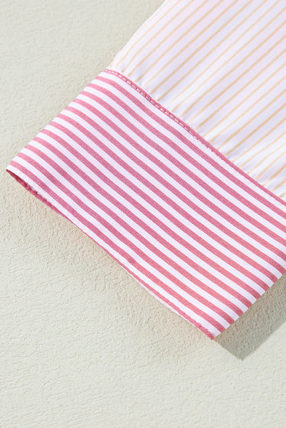 Print Colourblock Plus Size Shirt | Pink Stripe