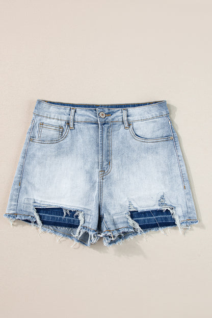 Vintage Washed Raw Edge Jean Shorts | Light Blue