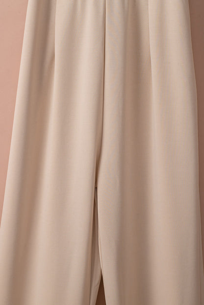 Bracelet Sleeve Waist Tie Wide Leg Jumpsuit | Apricot