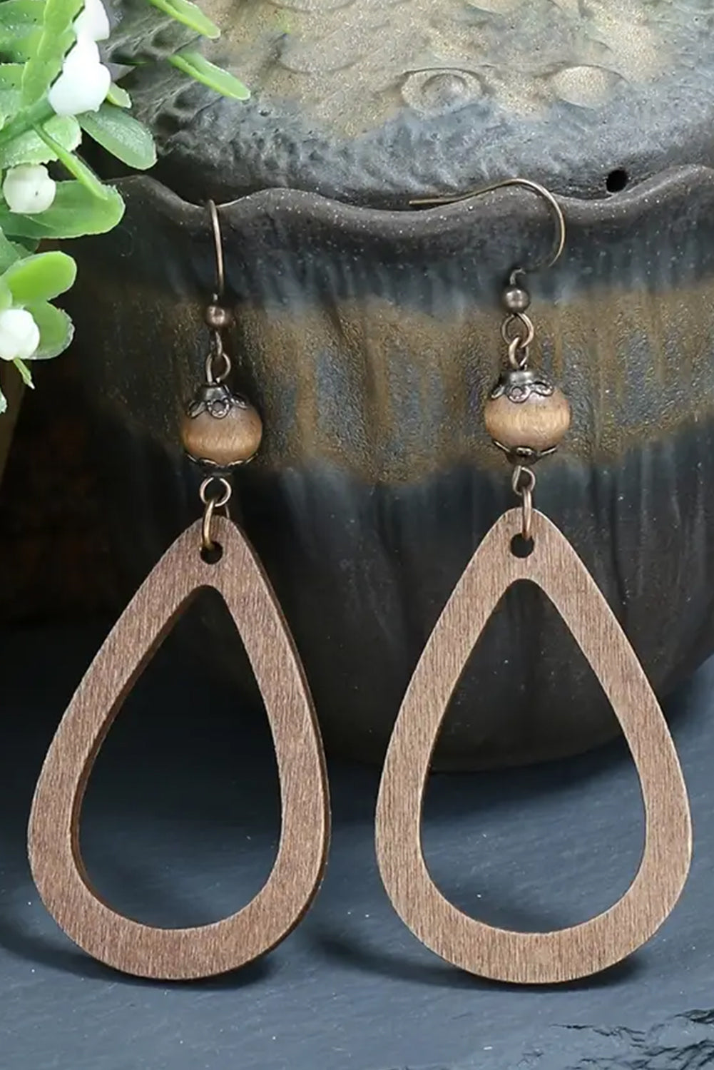 Vintage Hollowed Waterdrop Shape Hook Earrings | Chestnut