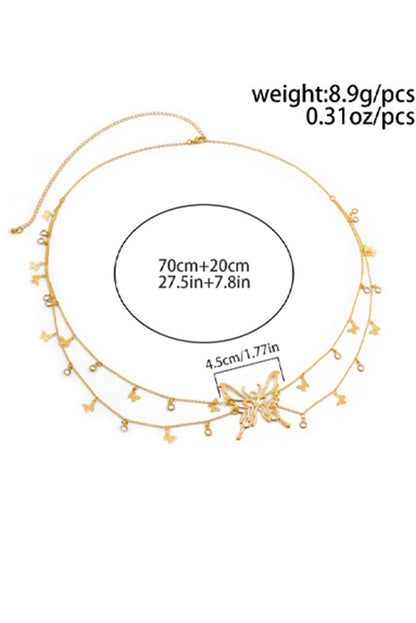 Butterfly Decor Tassel Plate Alloy Layered Waist Chain | Gold