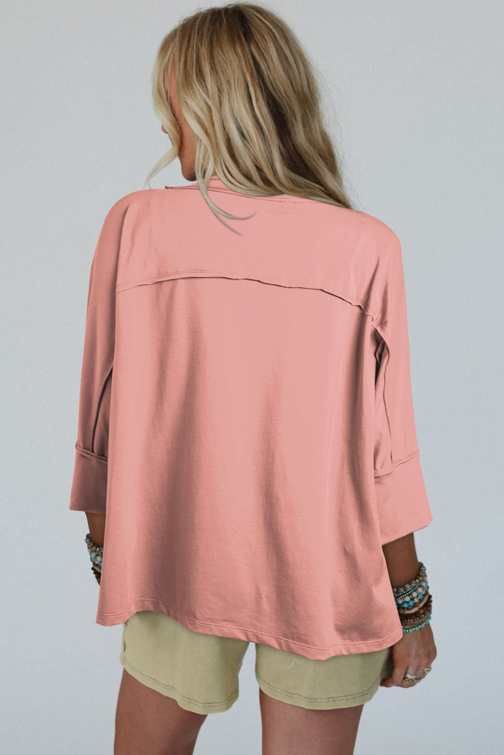 Floral Starbust Exposed Seam Mineral Wash Top | Rose Tan