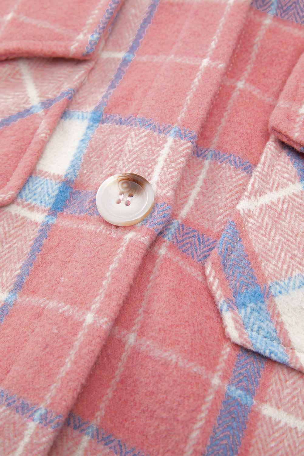 Plaid Flap Pocket Button Up Shacket | Pink