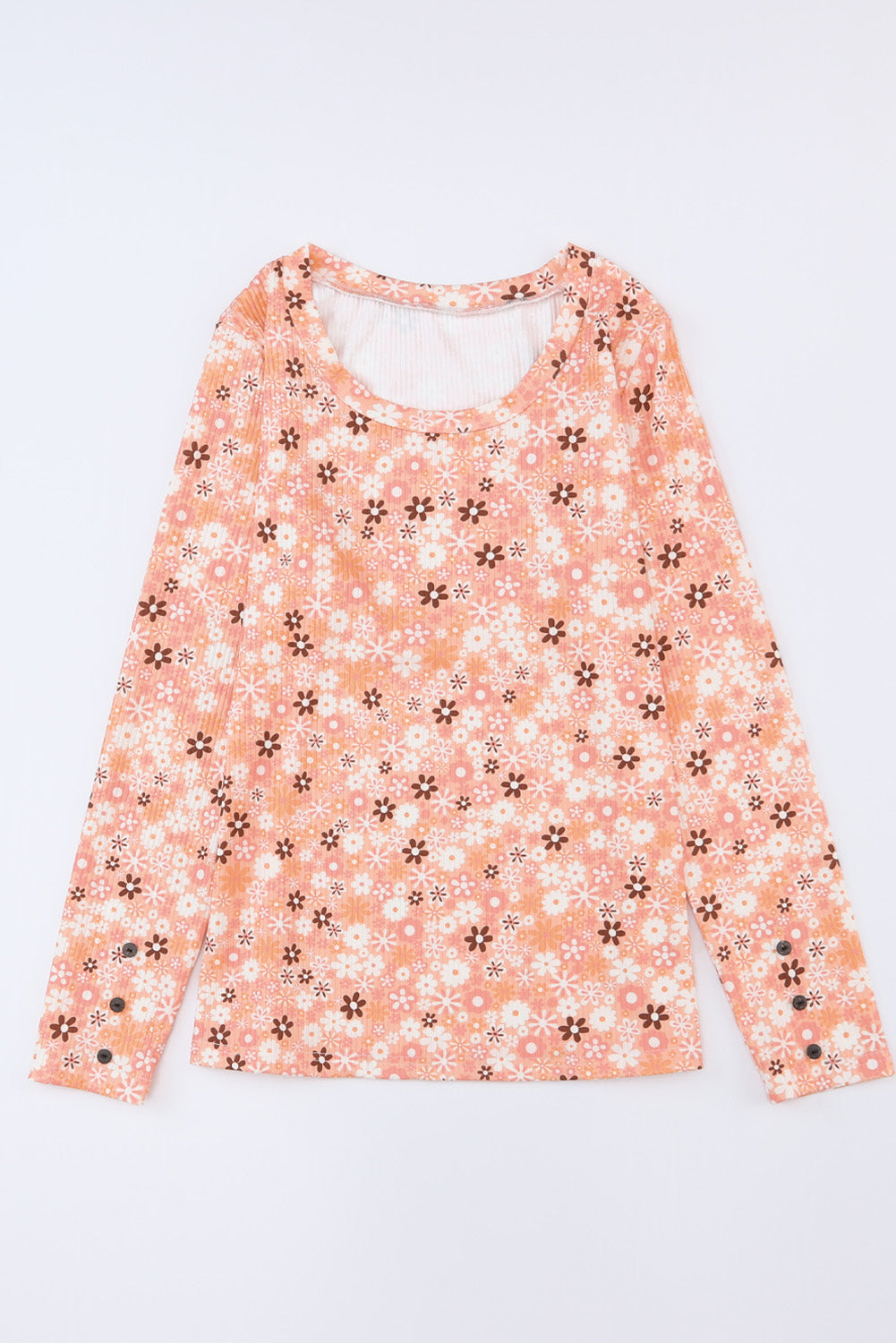 Floral Knit Long Sleeve Top | Orange