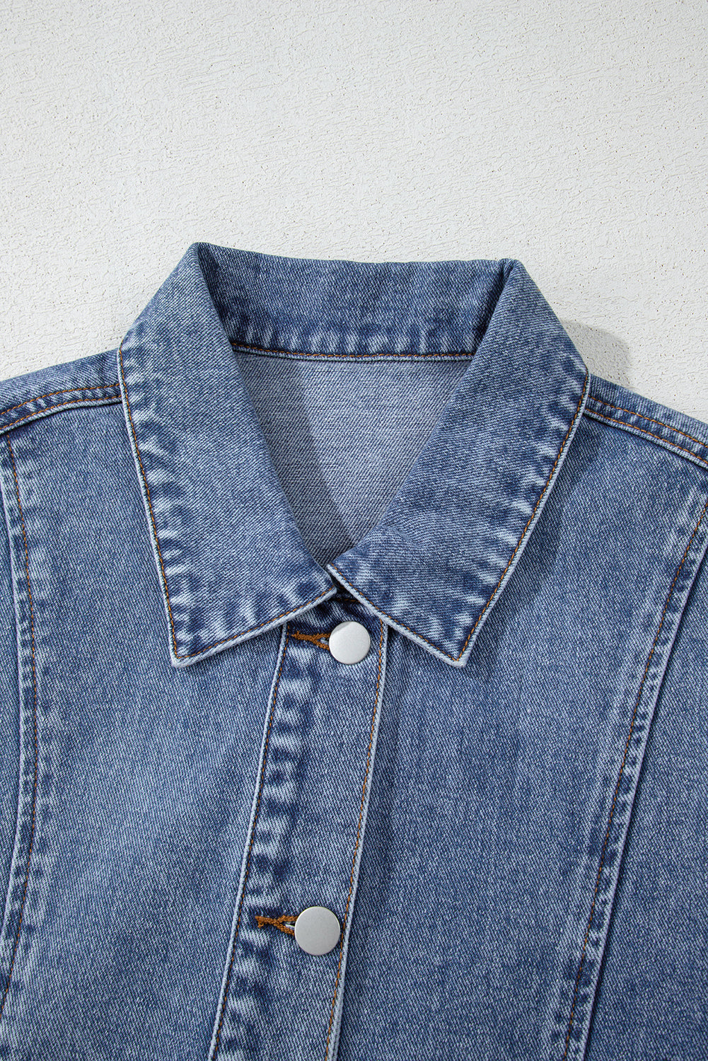 Acid Wash Elastic Hem Button Up Denim Vest | Ashleigh Blue